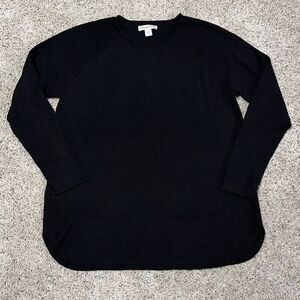 Coldwater Creek Black Wool Blend Long Sleeve Tunic Sweater L Pockets